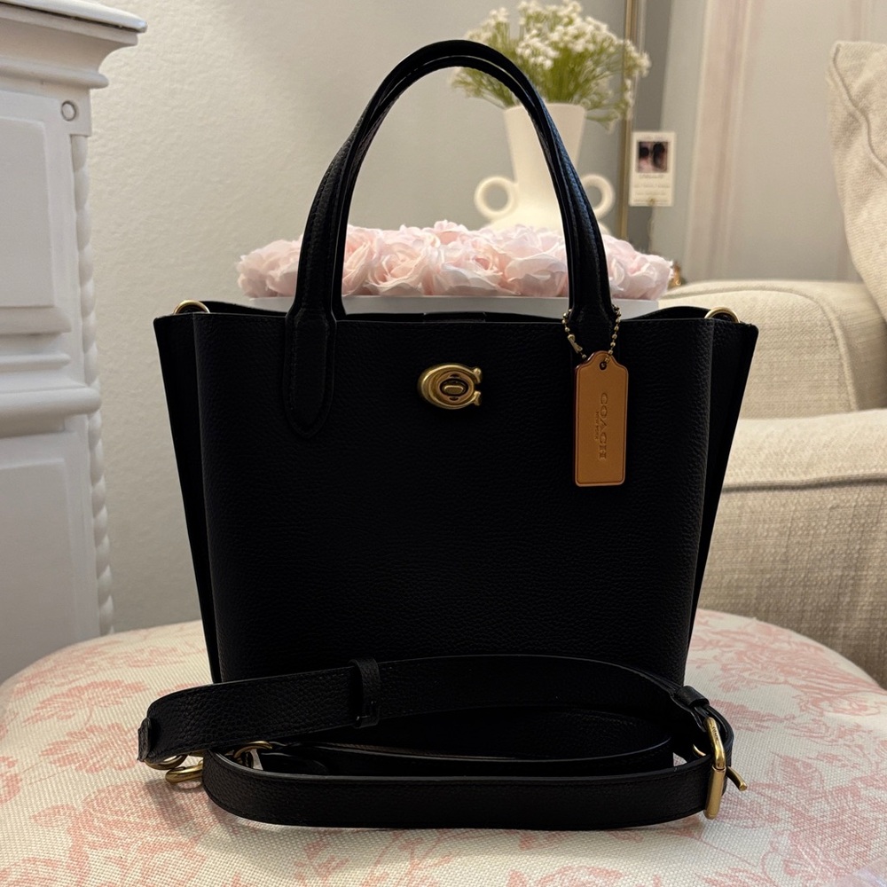 Coach Black Satchel with Gold Accents